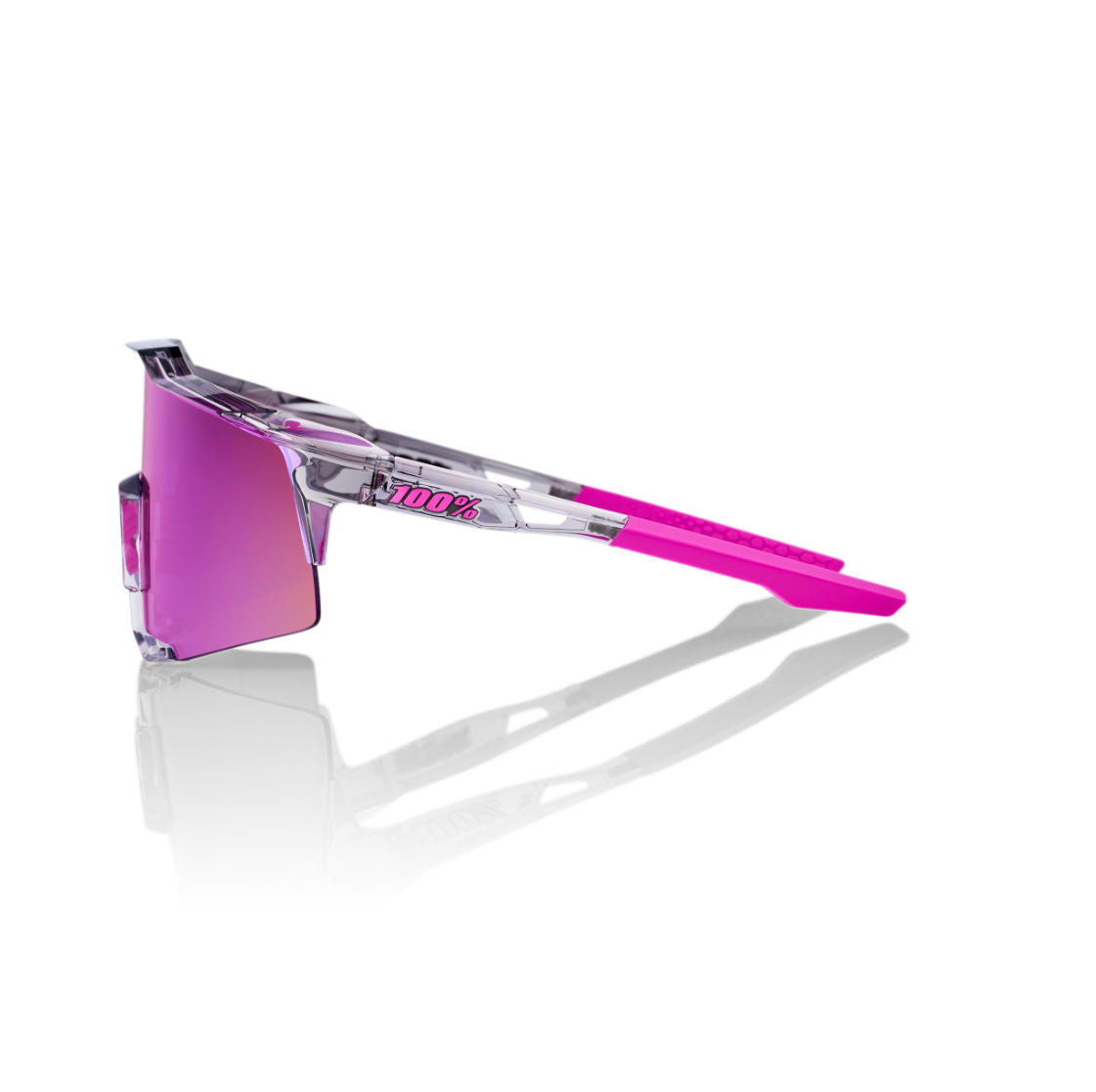 100% Speedcraft - Polished Translucent Grey (Tokyo Night) - Purple Multilayer Mirror Lens - biket.co.za