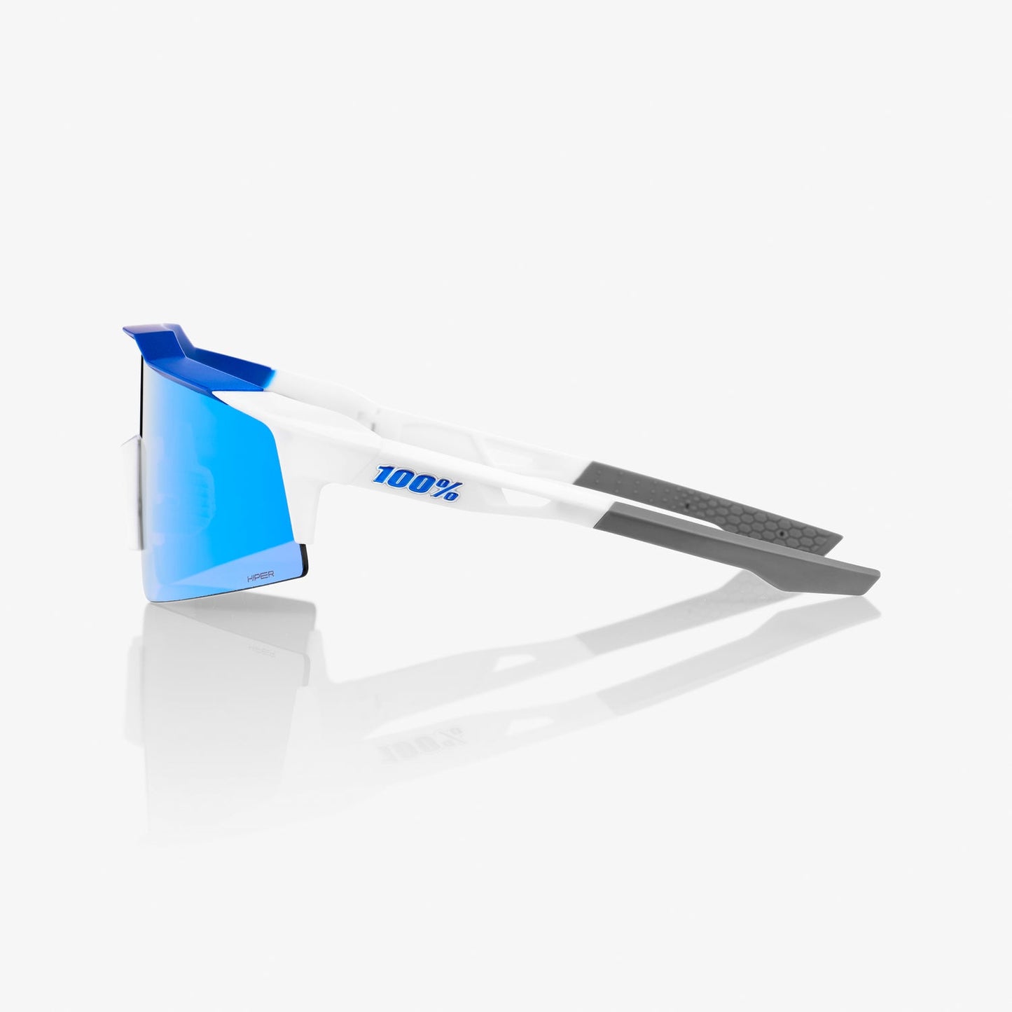 100% Speedcraft SL- Matte white/ Metallic Blue Hiper Blue multilayer Mirror lens - biket.co.za