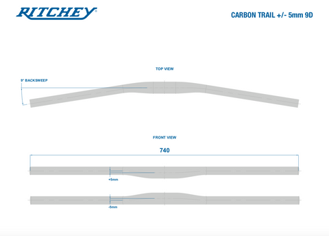 RITCHEY HANDLEBAR WCS TRAIL CARBON FLAT 2X 740MM 9D - biket.co.za
