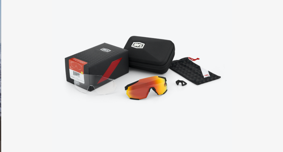 100% Racetrap - Soft Tact Black - HiPER Red Multilayer Mirror Lens - biket.co.za