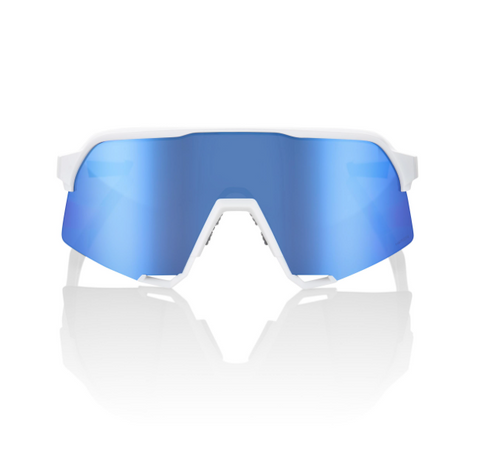 100% S3 - Matte White - Hiper Blue Multilayer Mirror Lens - biket.co.za