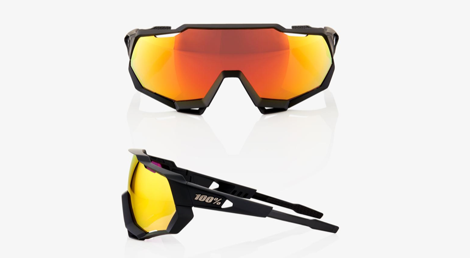 100% Speedtrap - Soft Tact Black - Hiper Red Multilayer Mirror Lens - biket.co.za