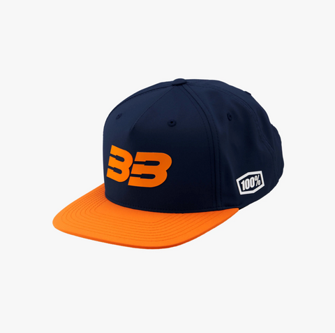 100% BB33 SNAPBACK HAT - NAVY/ORANGE - OS