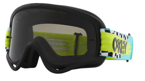 Oakley O Frame MX Goggles- Teal Checks Dark Grey Lens