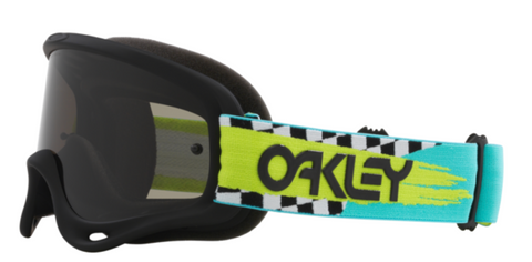 Oakley O Frame MX Goggles- Teal Checks Dark Grey Lens