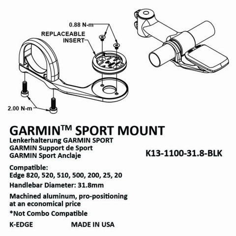 K-EDGE – GARMIN SPORT COMPUTER MOUNT – 31.8