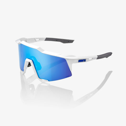 100% Speedcraft - Matte White - Hiper Blue Multilayer Mirror Lens - biket.co.za