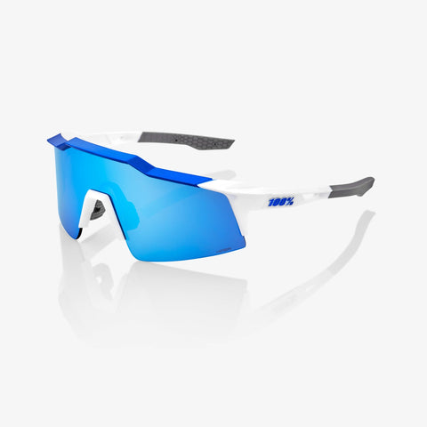 100% Speedcraft SL- Matte white/ Metallic Blue Hiper Blue multilayer Mirror lens - biket.co.za