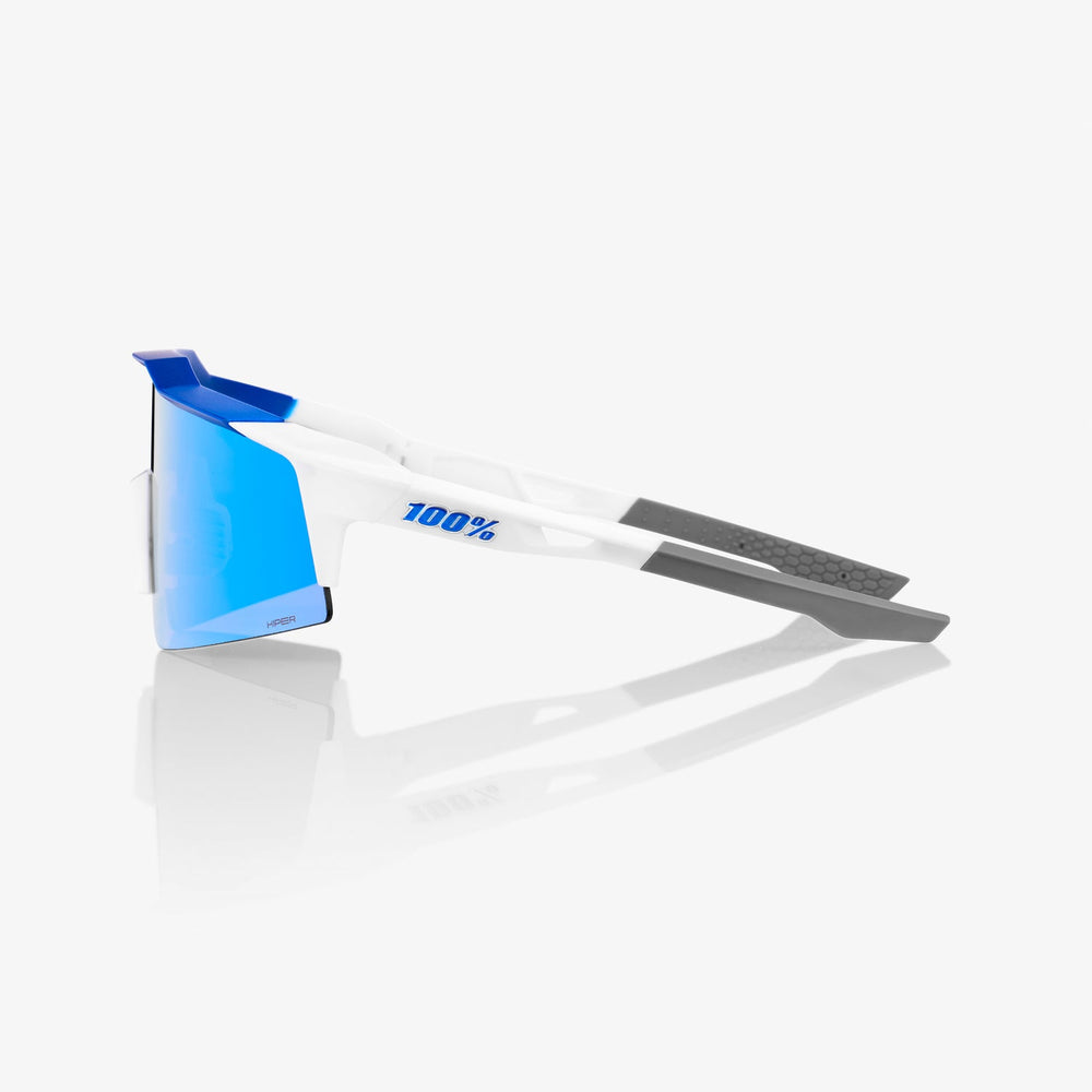 
                  
                    100% Speedcraft SL- Matte white/ Metallic Blue Hiper Blue multilayer Mirror lens - biket.co.za
                  
                