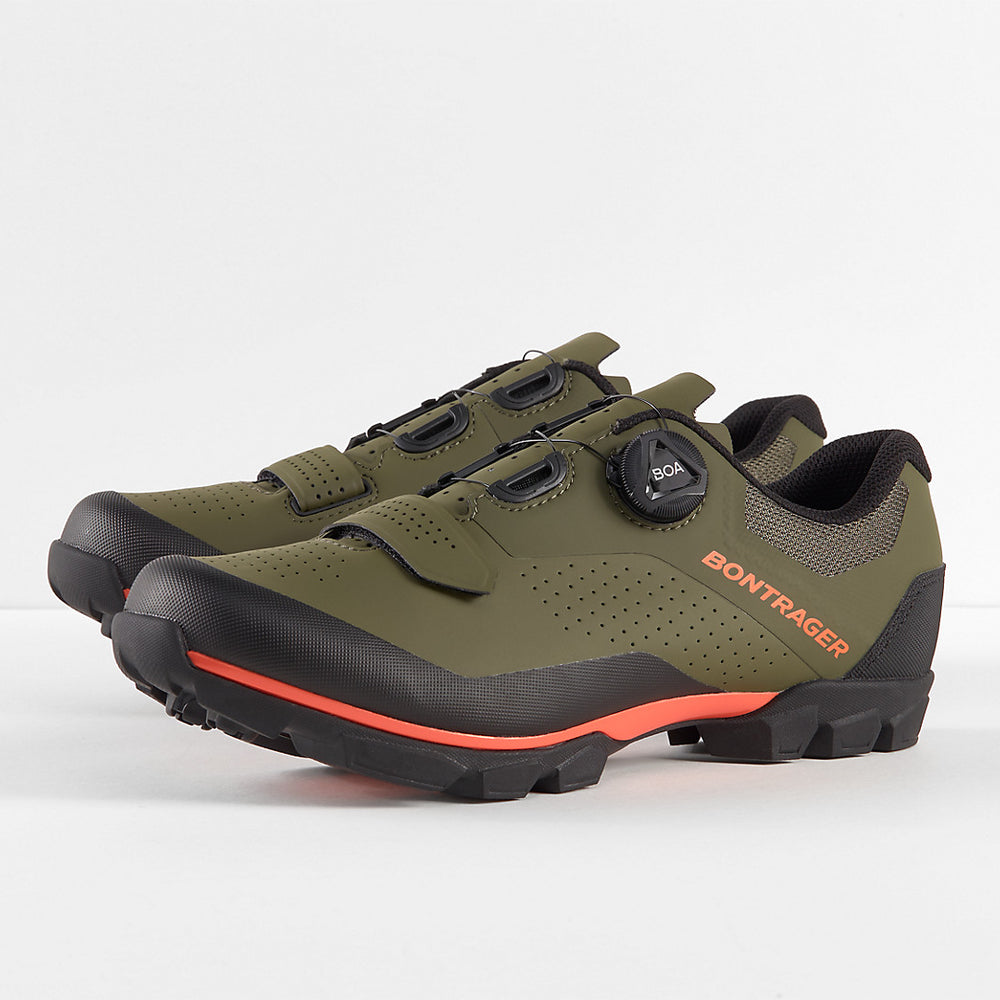 
                  
                    Bontrager Foray Mountain Bike Shoes - Olive Grey/Radioactive Orange - biket.co.za
                  
                