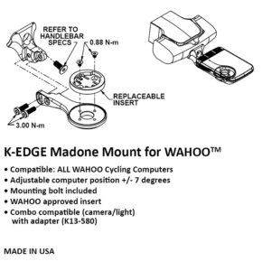 K-EDGE I.H.S. Madone Mount Anodize Black Wahoo Insert - biket.co.za