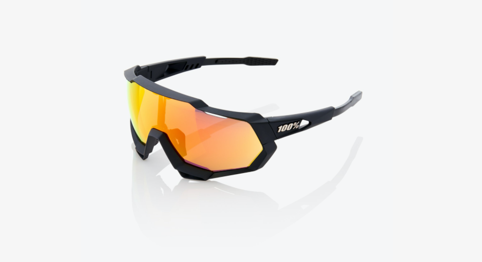 100% Speedtrap - Soft Tact Black - Hiper Red Multilayer Mirror Lens - biket.co.za