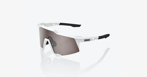 100% Speedcraft - Matte White - Hiper Silver Mirror Lens - biket.co.za